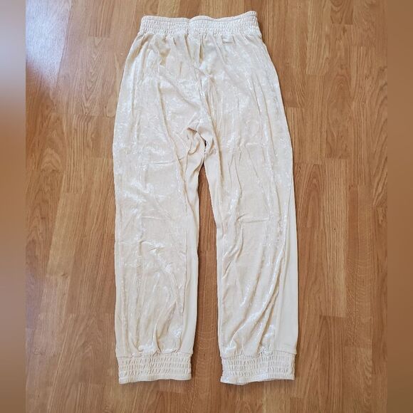 NEW! HAH | '1 Track Mind' Crushed Velvet Jogger Pants - size Large in Ivory - Picture 9 of 16